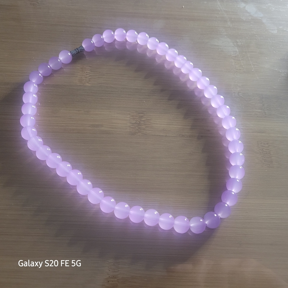 Purple Beaded Necklace with Translucent Sheen